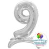 Шар (32''/81 см) Цифра, 9 на подставке, Серебро, 1 шт., Falali