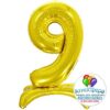 Шар (32''/81 см) Цифра, 9 на подставке, Золото, 1 шт., Falali