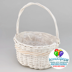 Корзина плетеная (ива): 28x23xH15xHH32  B22x16, 1 шт., белый