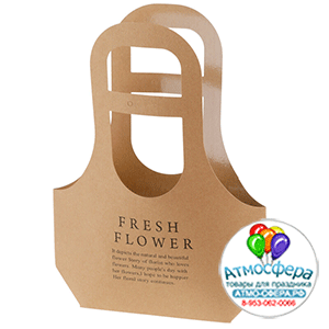 Сумка подарочная "Fresh Flowers" (картон), 25x9xH32 см, набор (10 шт) Коричневый
