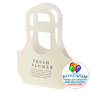 Сумка подарочная "Fresh Flowers" (картон), 25x9xH32 см, набор (10 шт) Кремовый