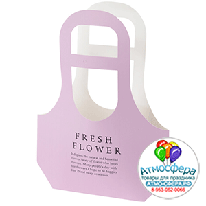 Сумка подарочная "Fresh Flowers" (картон), 25x9xH32 см, набор (10 шт) Сиреневый