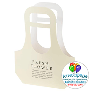 Сумка подарочная "Fresh Flowers" (картон), 31,5x10xH41 см, набор (10 шт) Кремовый