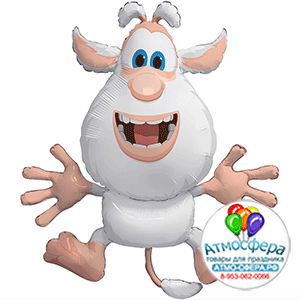 Шар с клапаном (16''/41 см) Мини-фигура, Буба, Белый, 5 шт. в упак., Falali