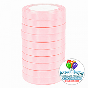 Лента Атлас ЭКОНОМ Розовый-жемчуг 68 / 12 мм * 22,85 м (Китай)