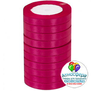 Лента Атлас ЭКОНОМ Малиновая 28 / 12 мм * 22,85 м (Китай)