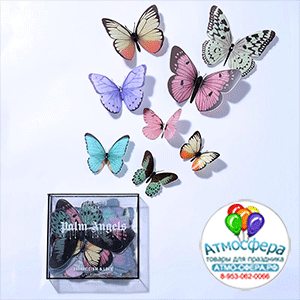 Флористический аксессуар "Бабочки", ПВХ в прозрачном боксе, 32 шт/упак., черно-белые