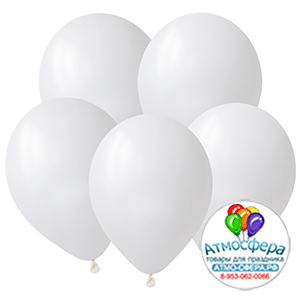 Шар (10"/25 см) Белый, Пастель, 50 шт., Decobal