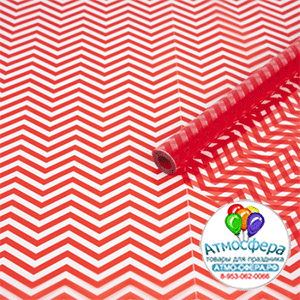 Пленка прозрачная с рисунком "Шеврон" (70 см х 7.5 м), 200 гр / Красный