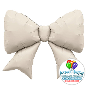 Шар (39"/99 см) Фигура, Кремовый бант в упаковке, 1 шт., Agura