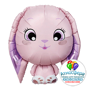 Шар (28"/71 см) Фигура, Милый розовый зайка, 1 шт., Agura