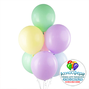 Шар (12"/30 см) Ассорти Макаронс, Пастель, 50 шт., Decobal